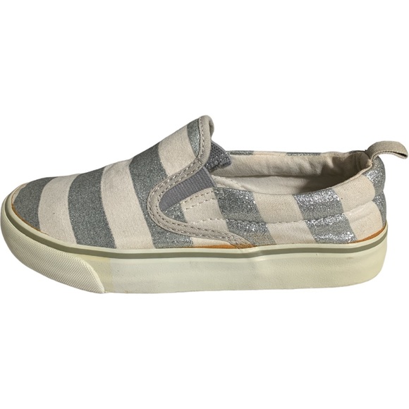 OLD NAVY Kids White and Shiny Silver Striped Shoes Size 1 - Picture 8 of 8